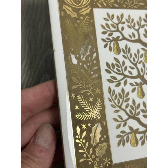 VTG MCM Berggren Tile Trivet First Day of Christmas Partridge Pear Tree Gold - Picture 5 of 8